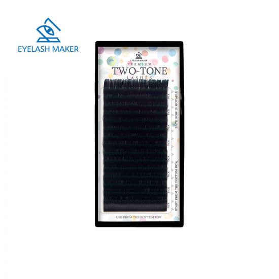 Ресницы двухцветные EYELASH MAKER Black-Green 16 линий